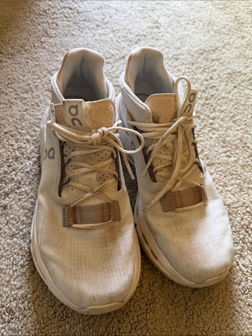 On Running Cloudnova 2 Women’s Sneakers in White with Cream Accents - Ice/Sand - Picture 3 of 5